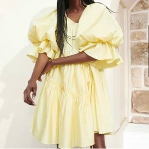 Aje asymmetrical puff sleeve mini dress